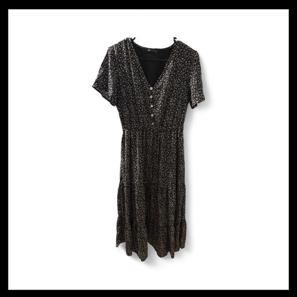 Black Floral Button-Down Dress